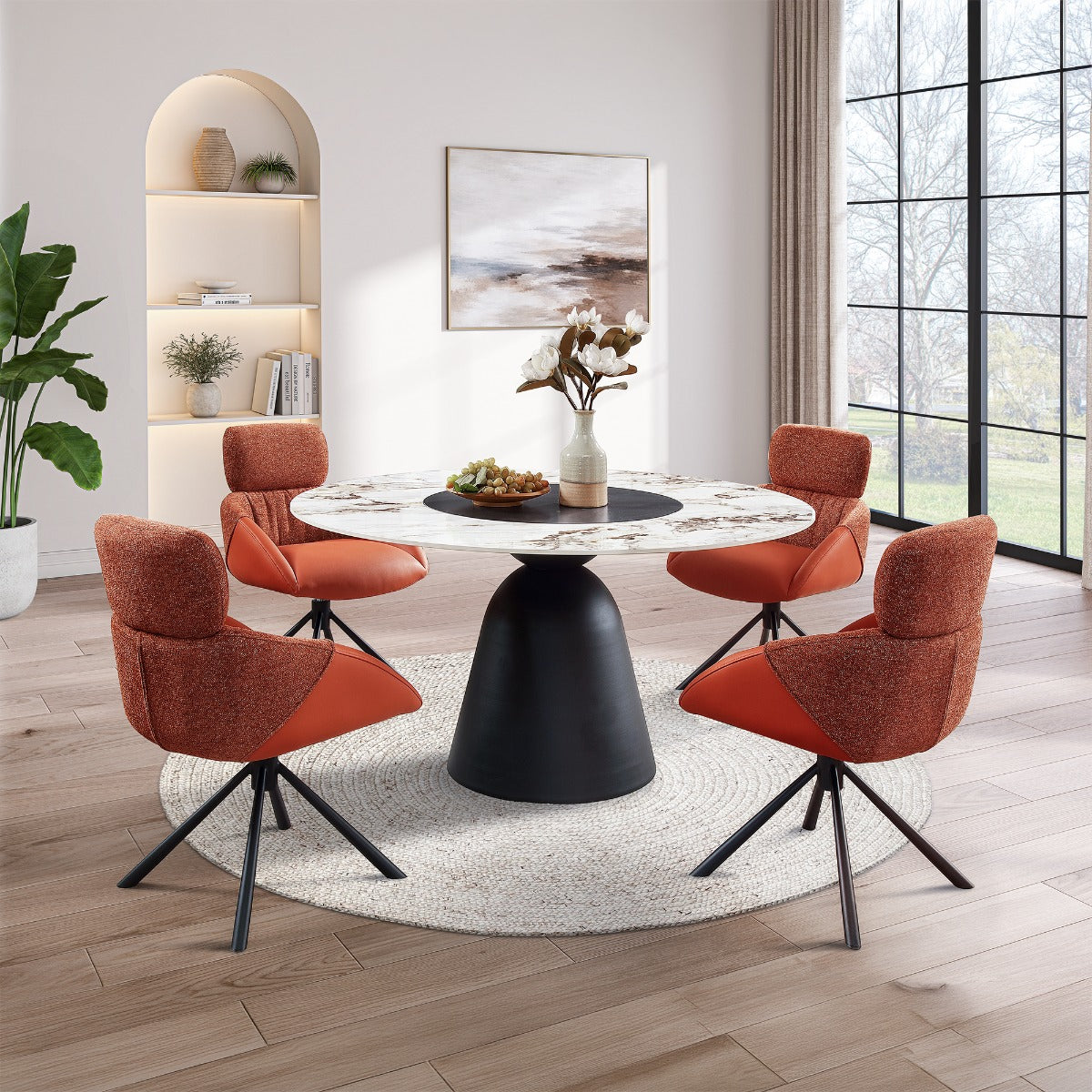 Eamon Black Round Dining Table W/Ceramic Top
