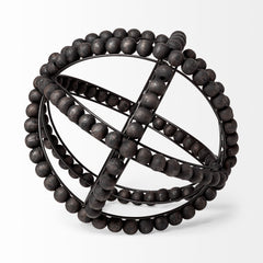 Earnhardt Black Large Wooden Beaded Orb - Ornate Home