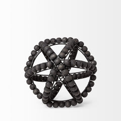 Earnhardt Black Small Wooden Beaded Orb - Ornate Home