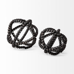 Earnhardt Black Small Wooden Beaded Orb - Ornate Home