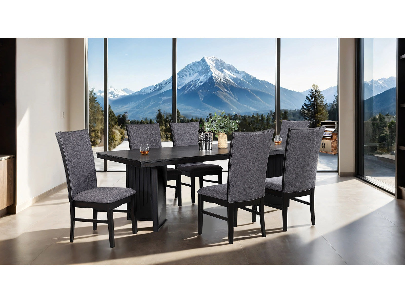 Easingwold Black 7 Piece Dining Set - Ornate Home