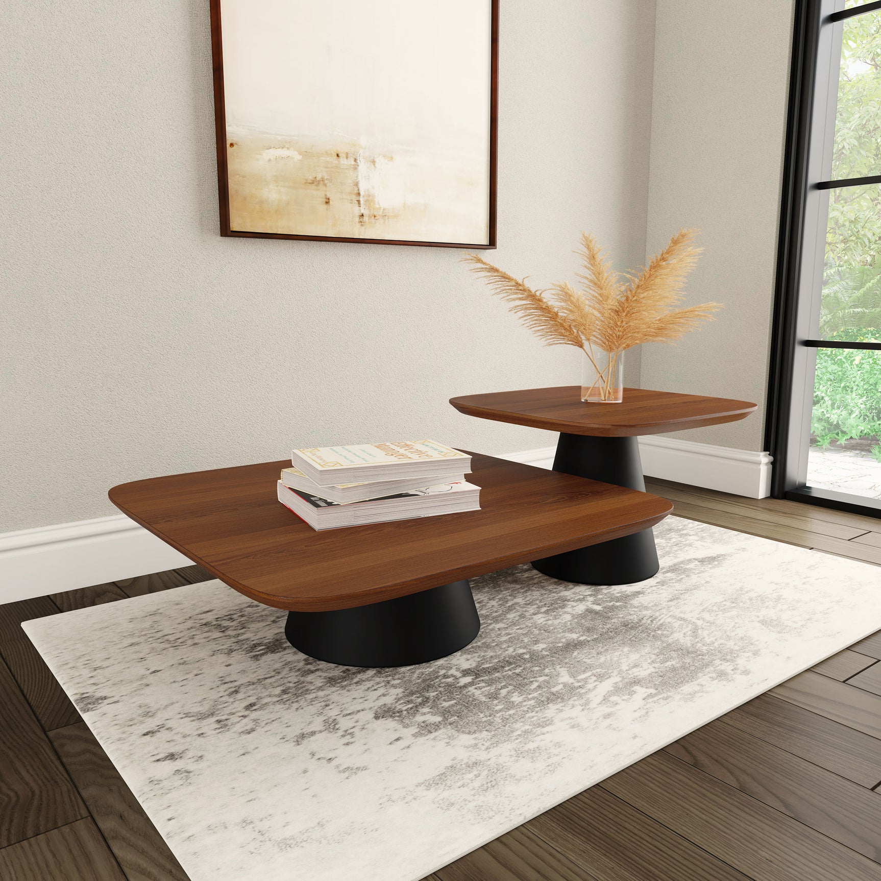 Eason Walnut Coffee Table Set - Ornate Home