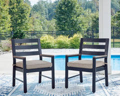 East Beach Navy Blue/Driftwood Arm Chair With Cushion (Set of 2) - Ornate Home