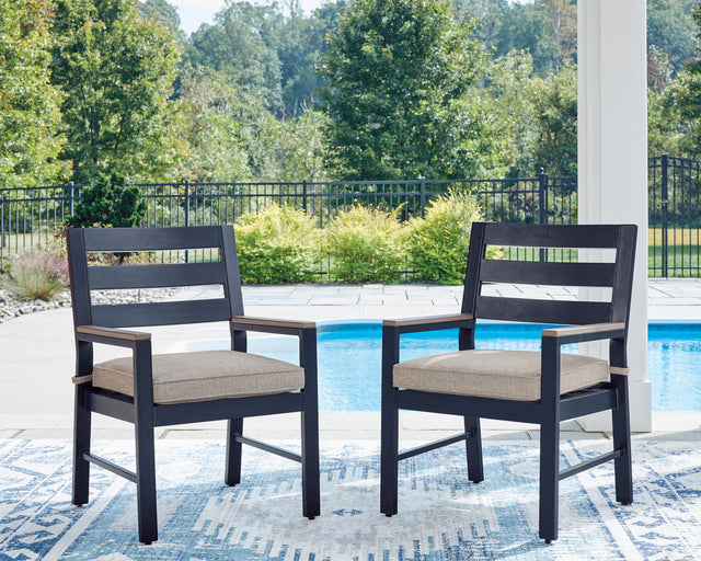 East Beach Navy Blue/Driftwood Arm Chair With Cushion (Set of 2) - Ornate Home