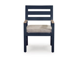 East Beach Navy Blue/Driftwood Arm Chair With Cushion (Set of 2) - Ornate Home