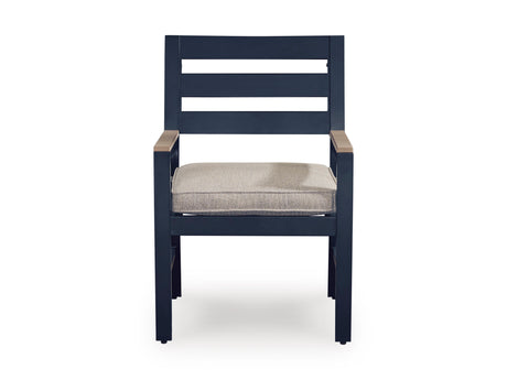East Beach Navy Blue/Driftwood Arm Chair With Cushion (Set of 2) - Ornate Home