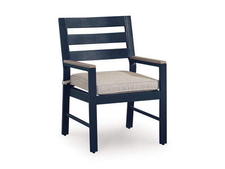East Beach Navy Blue/Driftwood Arm Chair With Cushion (Set of 2) - Ornate Home