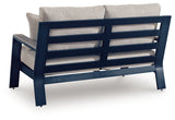 East Beach Navy Blue/Driftwood Loveseat w/Cushion - Ornate Home