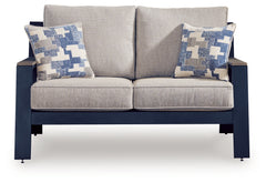 East Beach Navy Blue/Driftwood Loveseat w/Cushion - Ornate Home