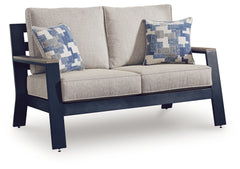 East Beach Navy Blue/Driftwood Loveseat w/Cushion - Ornate Home