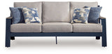 East Beach Navy Blue/Driftwood Sofa with Cushion - Ornate Home