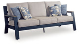 East Beach Navy Blue/Driftwood Sofa with Cushion - Ornate Home