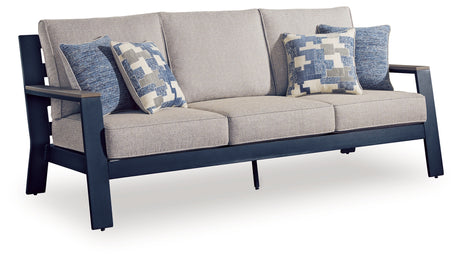 East Beach Navy Blue/Driftwood Sofa with Cushion - Ornate Home