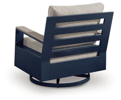East Beach Navy Blue/Driftwood Swivel Glider Chair w/Cushion - Ornate Home