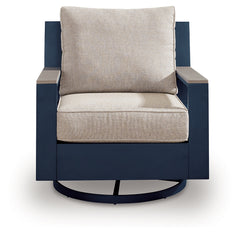 East Beach Navy Blue/Driftwood Swivel Glider Chair w/Cushion - Ornate Home