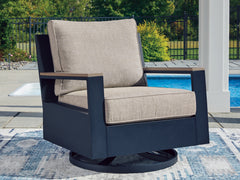 East Beach Navy Blue/Driftwood Swivel Glider Chair w/Cushion - Ornate Home
