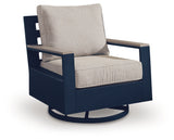 East Beach Navy Blue/Driftwood Swivel Glider Chair w/Cushion - Ornate Home