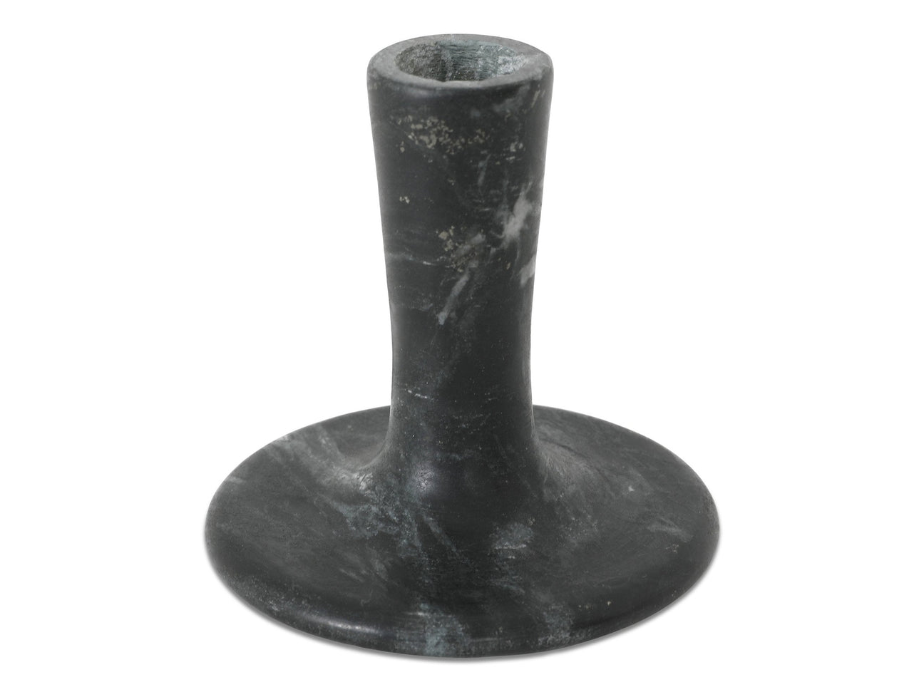 East Black Veined Marble Short Candle Holder - Ornate Home