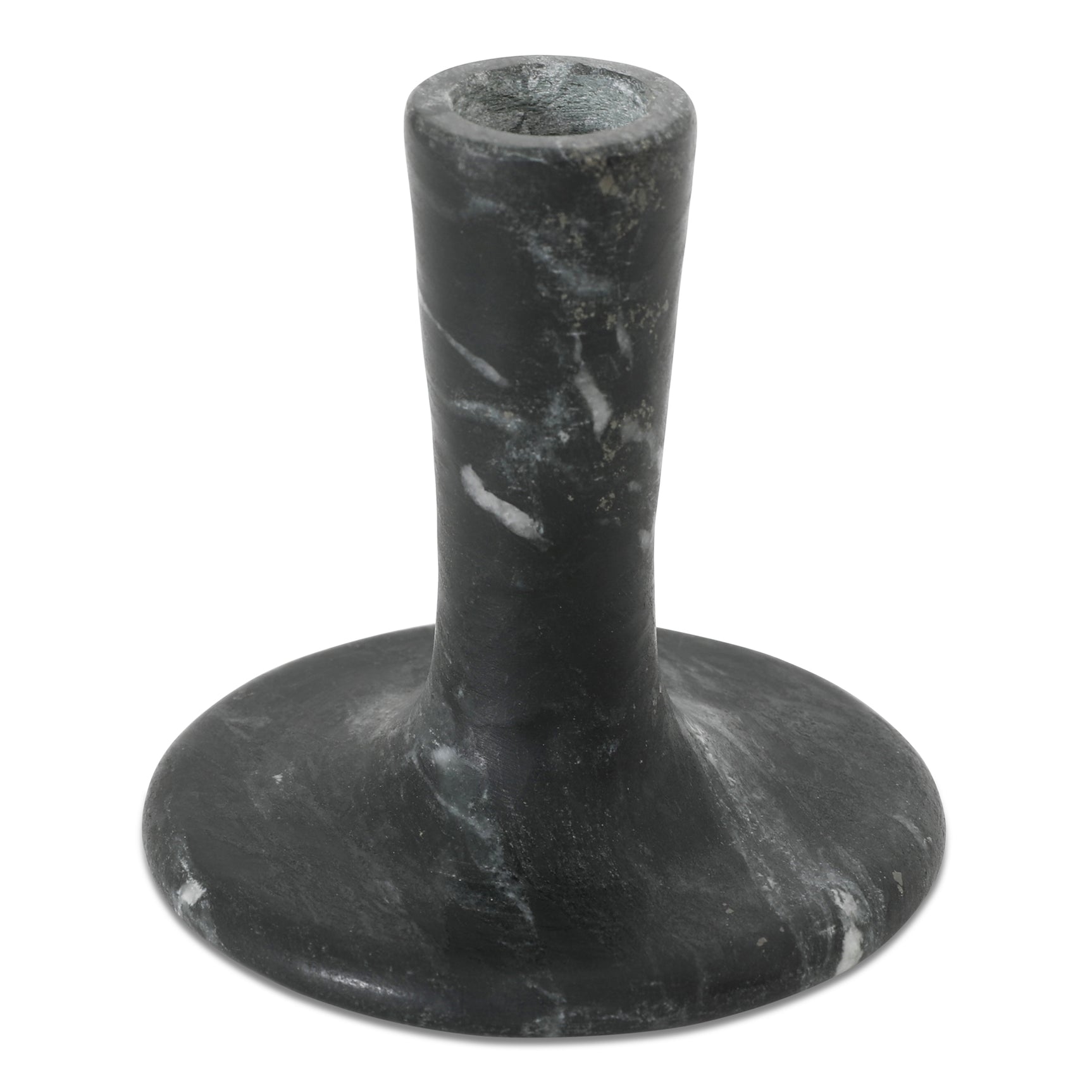 East Black Veined Marble Short Candle Holder - Ornate Home