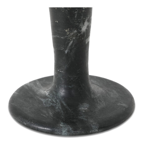 East Black Veined Marble Short Candle Holder - Ornate Home