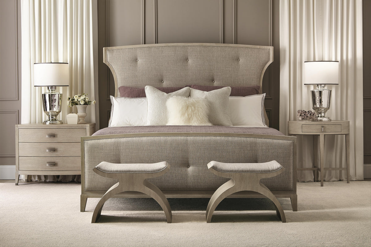 East Hampton Cerused Linen King Panel Bed - Ornate Home