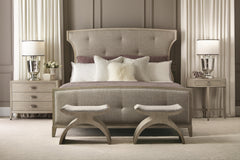 East Hampton Cerused Linen/Muted Grey Panel King Bed - Ornate Home
