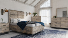 East Hampton Distressed Grey 4-Piece King Panel Bedroom Set - Ornate Home