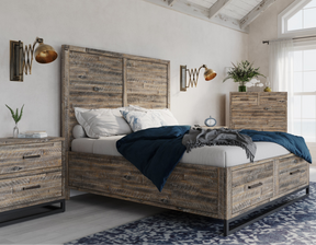 East Hampton Distressed Grey 4-Piece King Storage Bedroom Set - Ornate Home