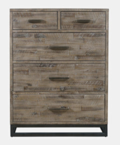 East Hampton Distressed Grey 5-Piece Queen Panel Bedroom Set - Ornate Home
