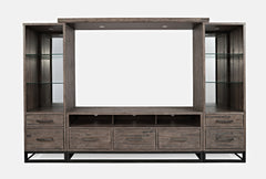 East Hampton Distressed Grey Entertainment Wall - Ornate Home