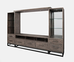 East Hampton Distressed Grey Entertainment Wall - Ornate Home