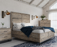 East Hampton Distressed Grey King Panel Bed - Ornate Home