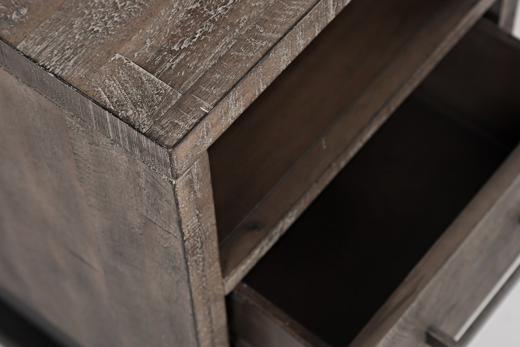 East Hampton Distressed Grey Power Chairside Table - Ornate Home