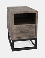 East Hampton Distressed Grey Power Chairside Table - Ornate Home