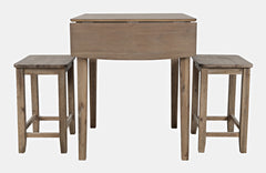 Eastern Tides Bisque Dropleaf Counter Dining Table w/ 2 Backless Stools - Ornate Home