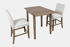 Eastern Tides Bisque Dropleaf Counter Dining Table w/ 2 Uph Stools - Ornate Home