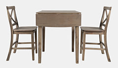 Eastern Tides Bisque Dropleaf Counter Dining Table w/ 2 X-Back Stools - Ornate Home