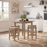 Eastern Tides Bisque Dropleaf Counter Dining Table w/ 4 Backless Stools - Ornate Home