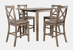 Eastern Tides Bisque Dropleaf Counter Dining Table w/ 4 X-Back Stools - Ornate Home