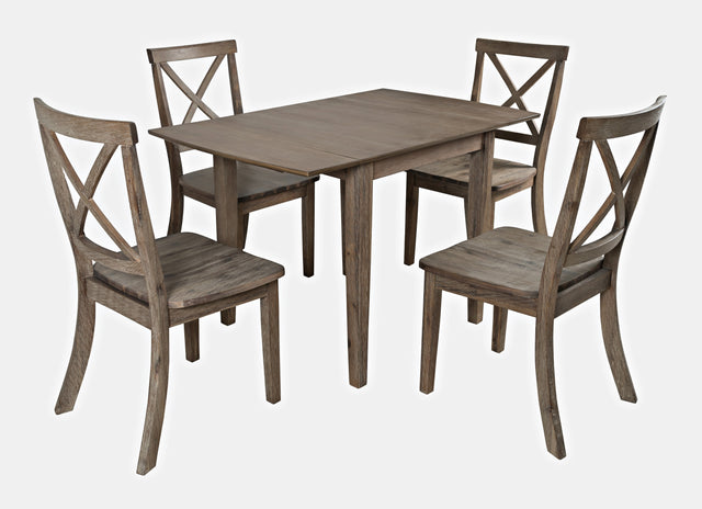 Eastern Tides Bisque Dropleaf Dining Table w/ 4 X-Back Chairs - Ornate Home