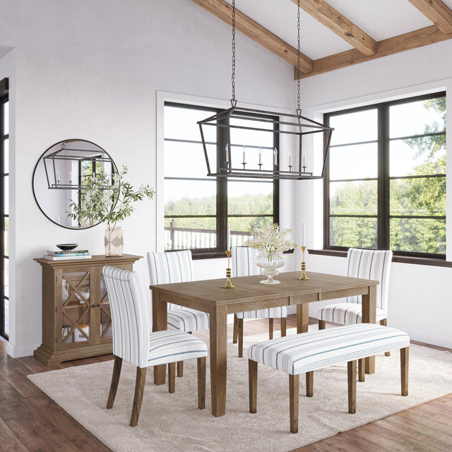 Eastern Tides Bisque Ext Dining Table w/ 4 Uph Chairs, Bench - Ornate Home