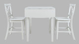Eastern Tides Blanc Dropleaf Counter Dining Table w/ 2 X-Back Stools - Ornate Home