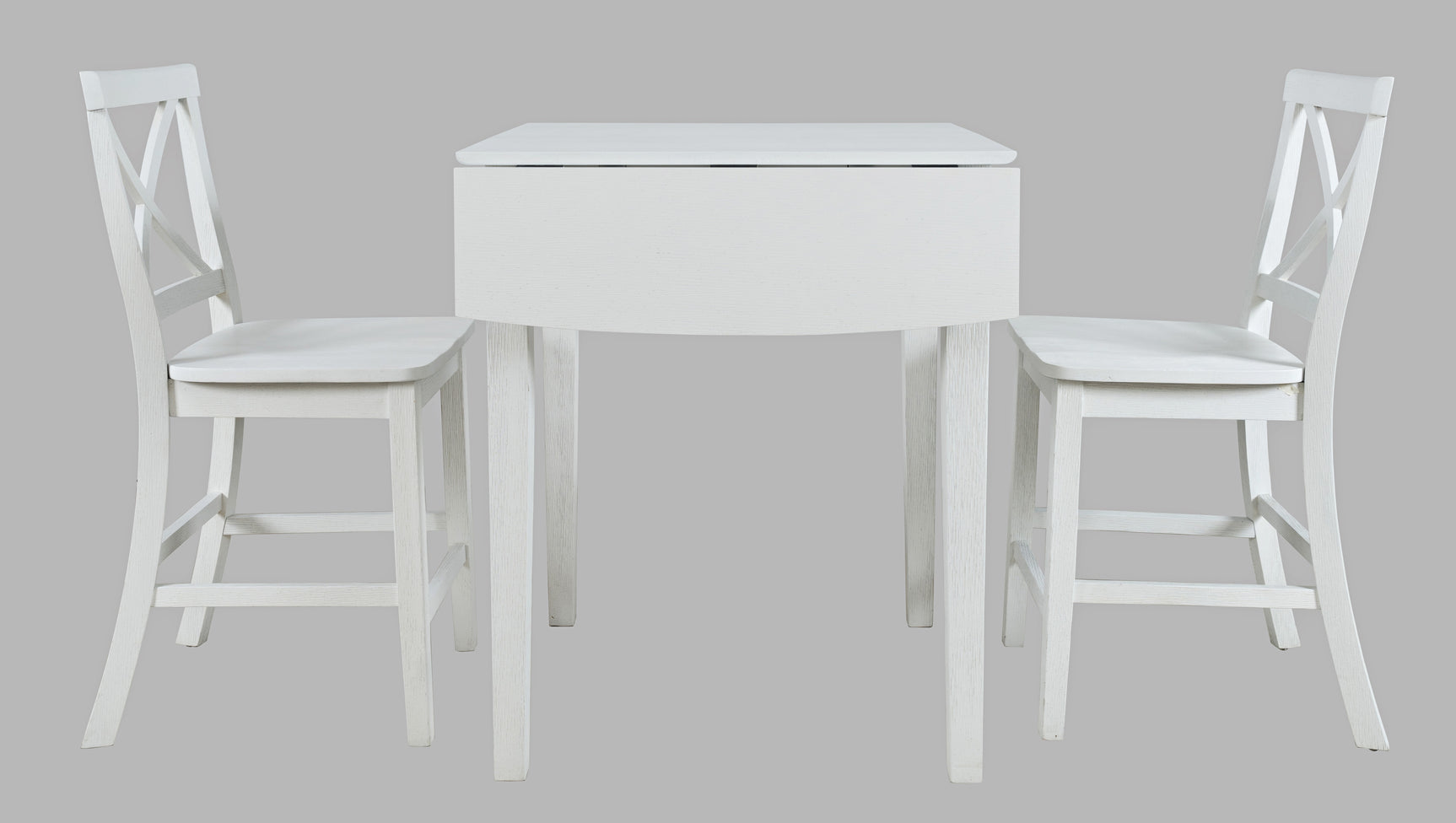 Eastern Tides Blanc Dropleaf Counter Dining Table w/ 2 X-Back Stools - Ornate Home