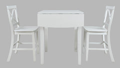 Eastern Tides Blanc Dropleaf Counter Dining Table w/ 2 X-Back Stools - Ornate Home