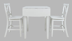 Eastern Tides Blanc Dropleaf Counter Dining Table w/ 2 X-Back Stools - Ornate Home