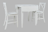 Eastern Tides Blanc Dropleaf Counter Dining Table w/ 2 X-Back Stools - Ornate Home