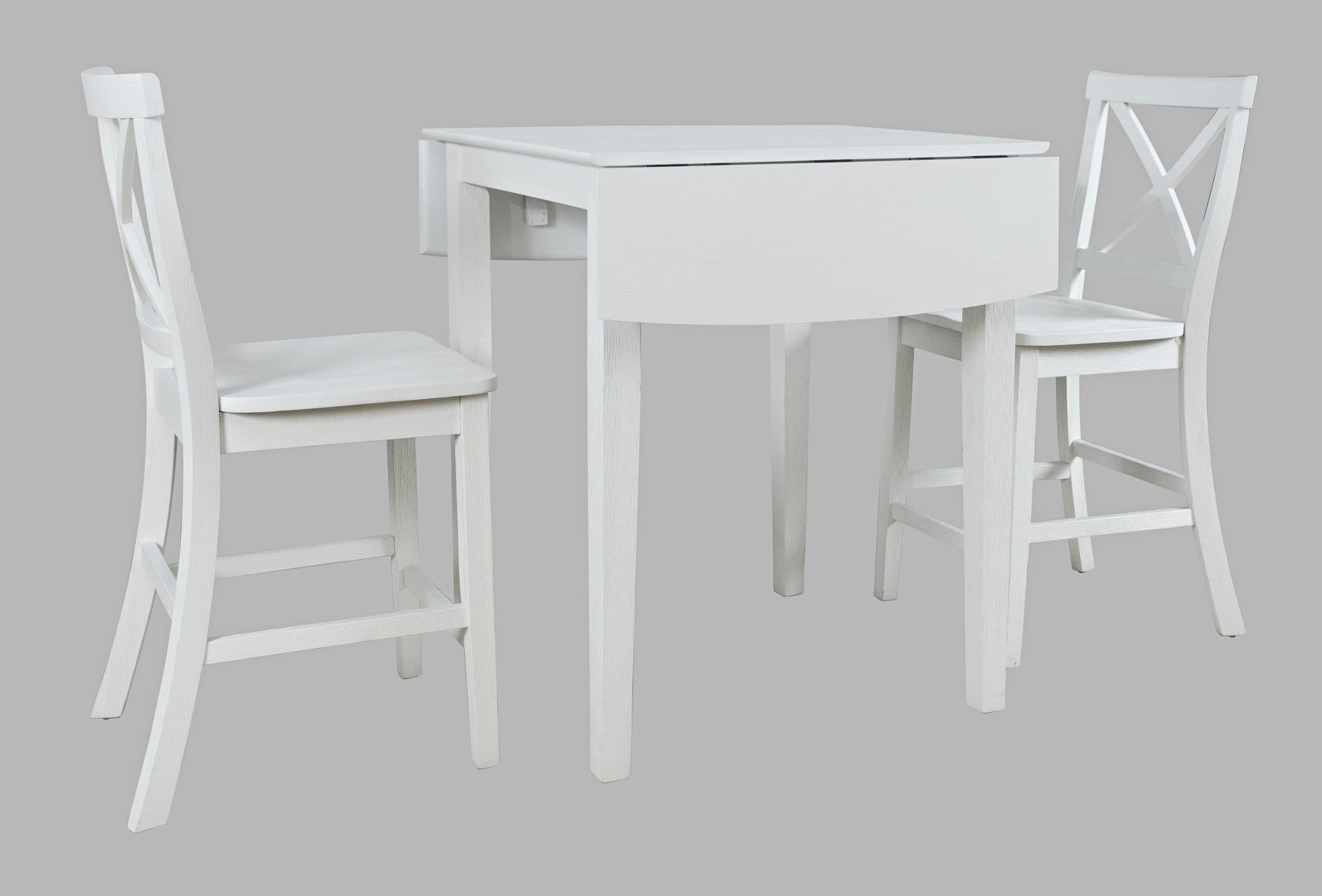 Eastern Tides Blanc Dropleaf Counter Dining Table w/ 2 X-Back Stools - Ornate Home
