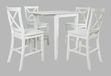 Eastern Tides Blanc Dropleaf Counter Dining Table w/ 4 X-Back Stools - Ornate Home