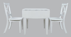 Eastern Tides Blanc Dropleaf Dining Table w/ 2 X-Back Chairs - Ornate Home