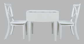 Eastern Tides Blanc Dropleaf Dining Table w/ 2 X-Back Chairs - Ornate Home